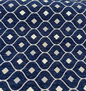 Affordable Home Fabrics Mercedes Blue Navy Damask Diamond Chenille Upholstery Fabric by the yard, 60 Inches