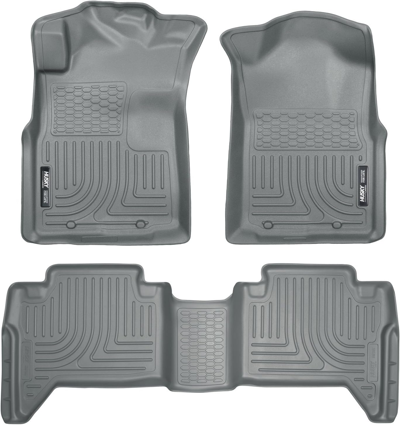 Husky Liners Weatherbeater Floor Mats | Fits 2005-2015 Toyota Tacoma Double CAB ONLY (Footwell Coverage) | Front & 2nd Row, 3-pc Grey - 98952