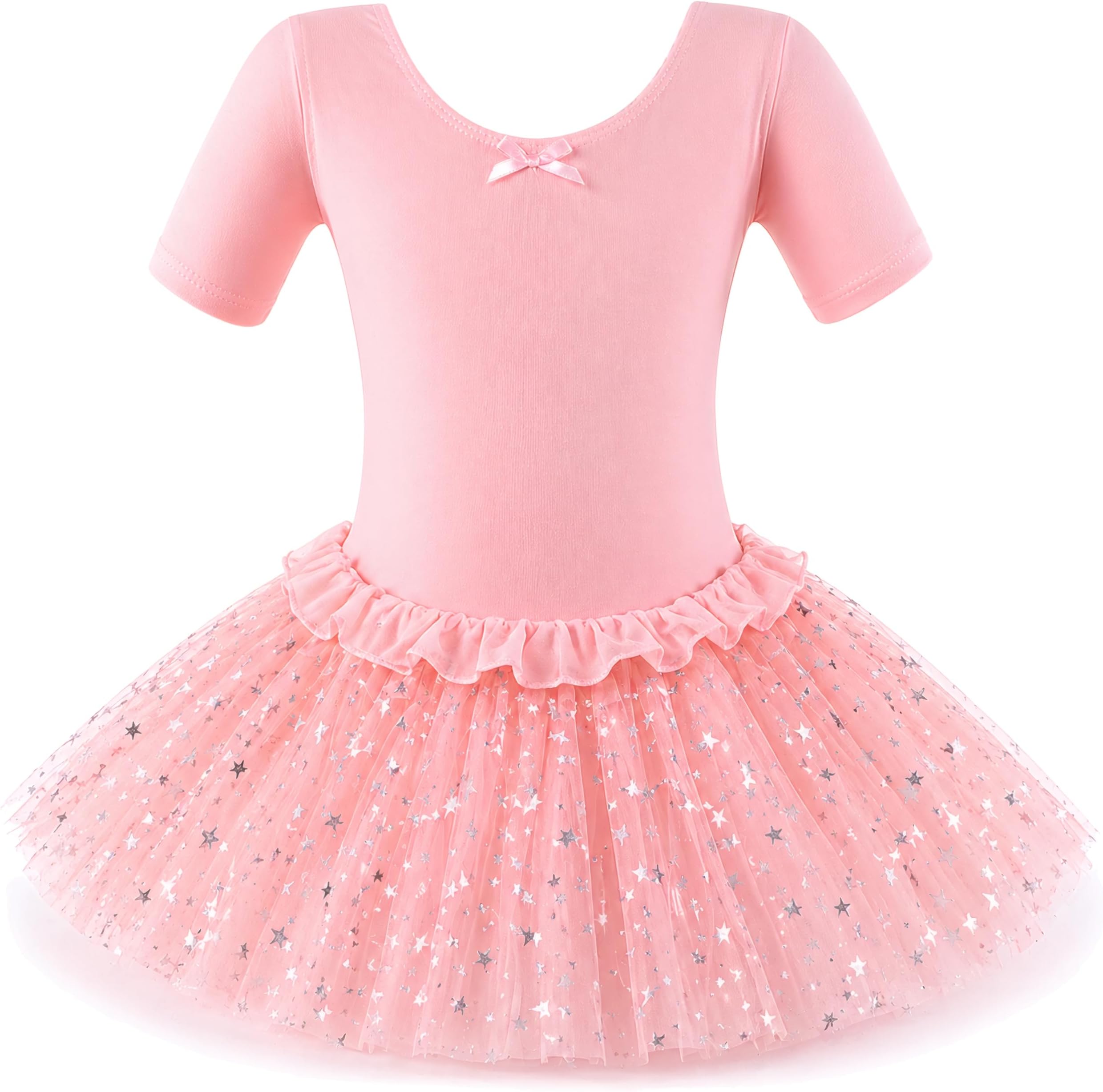 Dancina Girls Ballet Tutu Dress, Short Sleeve Princess Ballerina Outfit