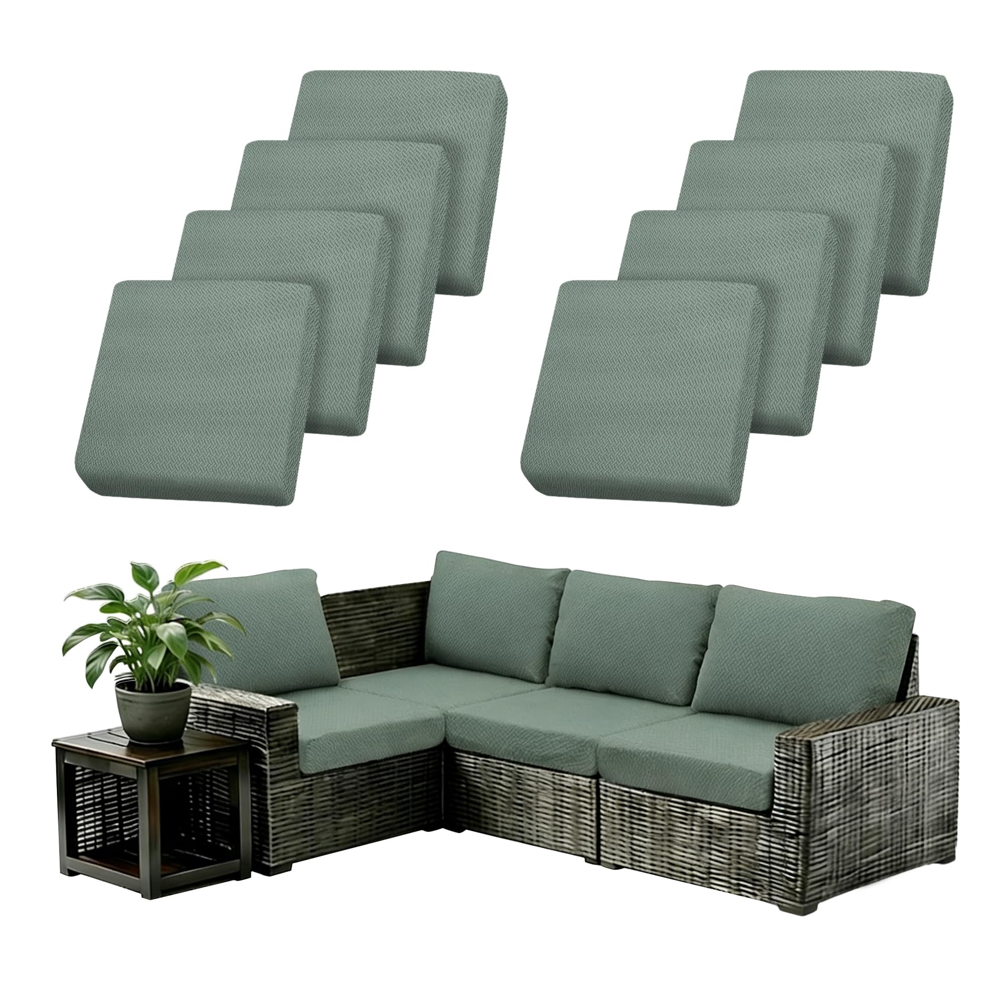 8Pcs Outdoor Cushion Covers Stretch Outdoor Furniture Slipcovers