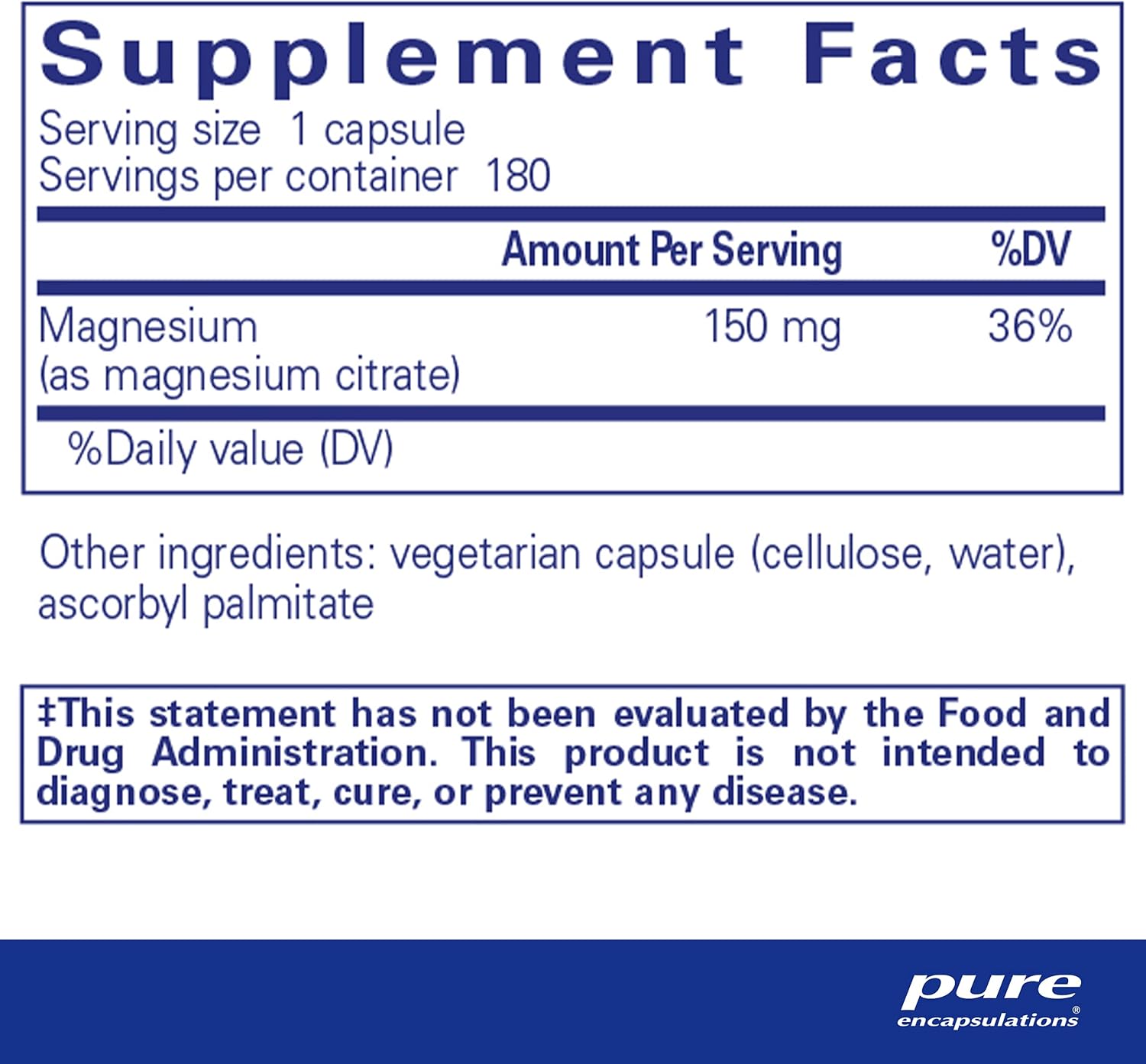 Pure Encapsulations Magnesium (Citrate) | Supplement for Sleep, Heart Health, Muscles, and Metabolism* | 180 Capsules : Health & Household