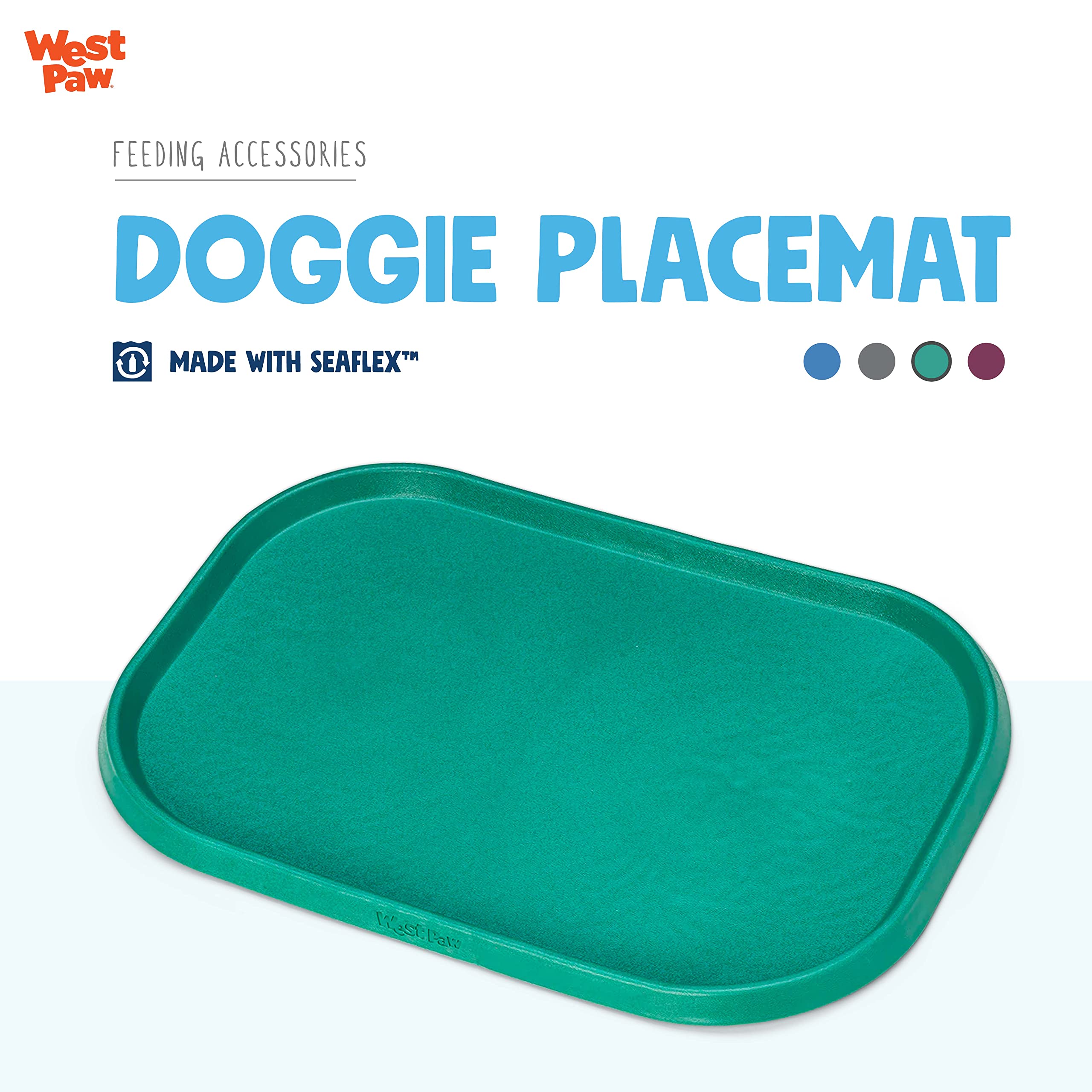 West Paw Seaflex Doggie Placemat, Less Mess Placemats for Dogs Cats, Pets for Quiet Feeding, Eco-Friendly, Dishwasher Safe - Image 2