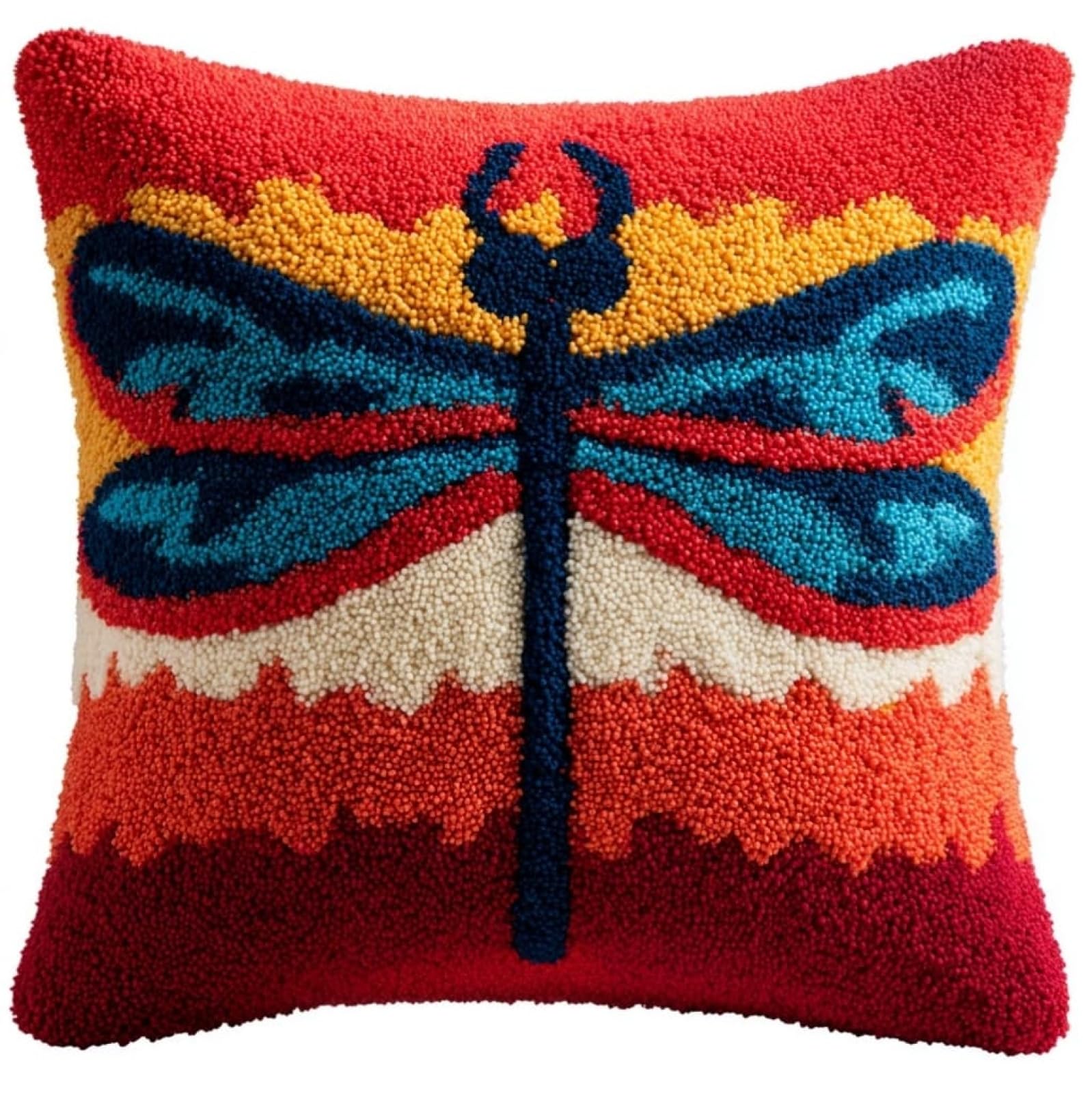 WallustrioaW Latch Hook Cushion Kits 17x17in,Cartoon Dragonfly