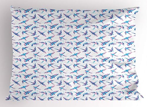 Miniatura 19 de Lunarable Synthwave - Juego de 2 fundas de almohada, estilo retro de los años 80 con estampado de palmeras y sol a rayas, similar al vaporwave,