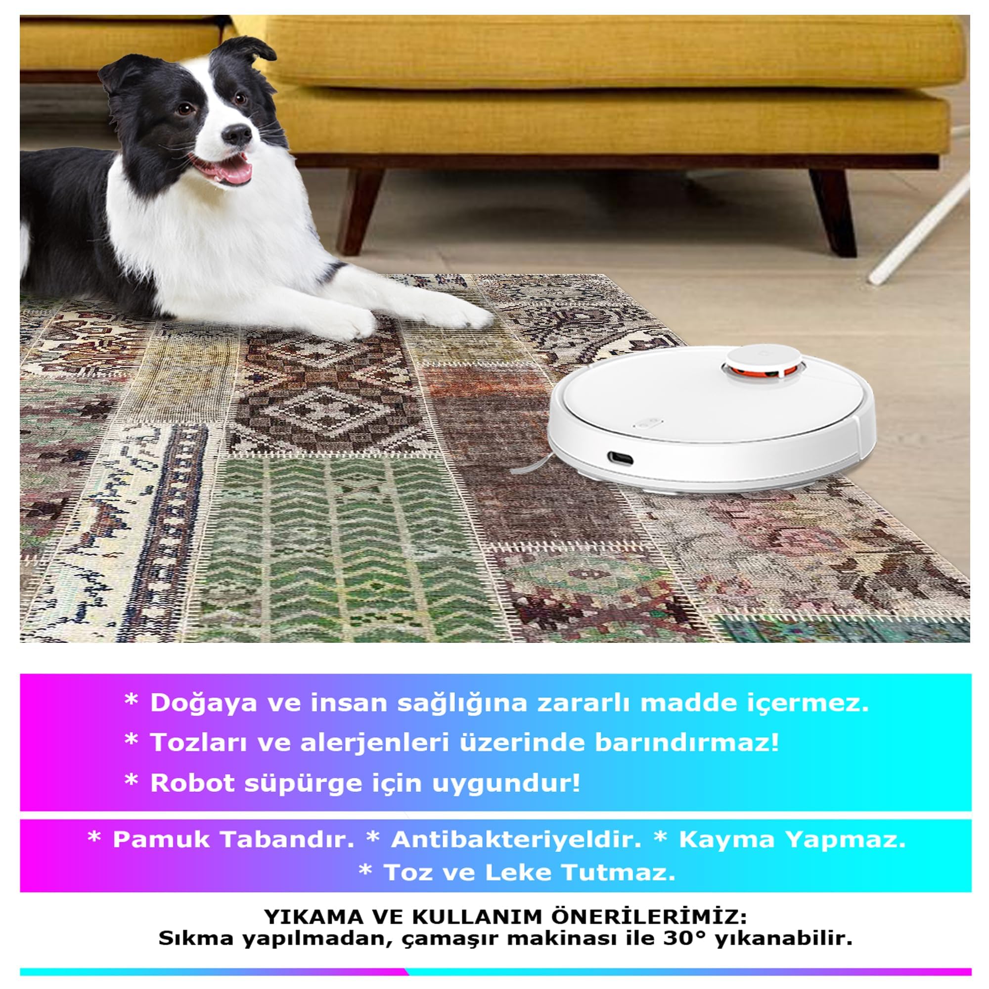 Latte Dizayn Maylin Kadife Pamuk Tabanlı Yıkanabilen Kaydırmaz Antibakteriyel Salon Halısı 60x240
