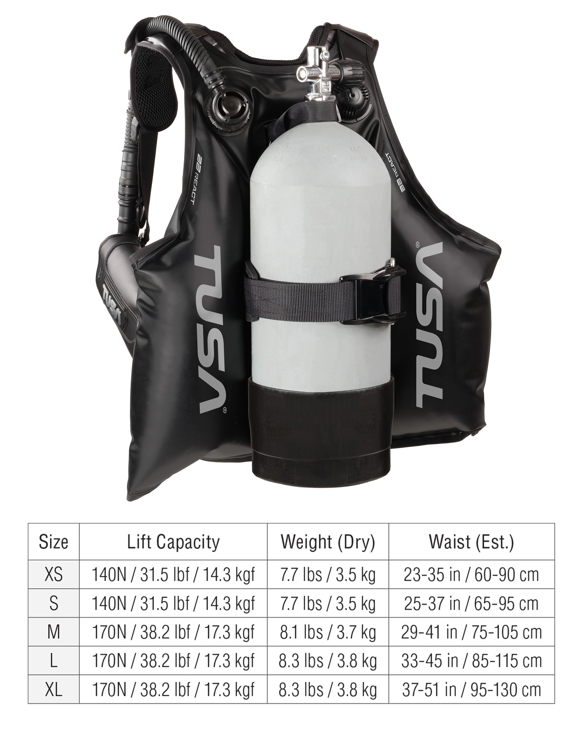 TUSA BB React BC-0203 Scuba Diving BCD, X-Large