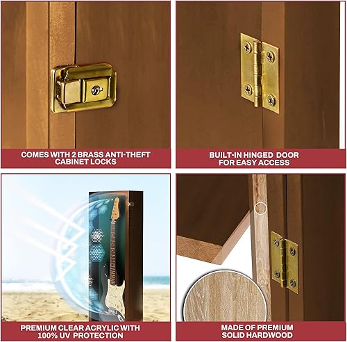 Miniatura 120 de PENNZONI Vitrina para guitarra eléctrica, estuche acrílico para guitarra eléctrica, soporte de pared, estuche de pared para guitarra hecha de marco