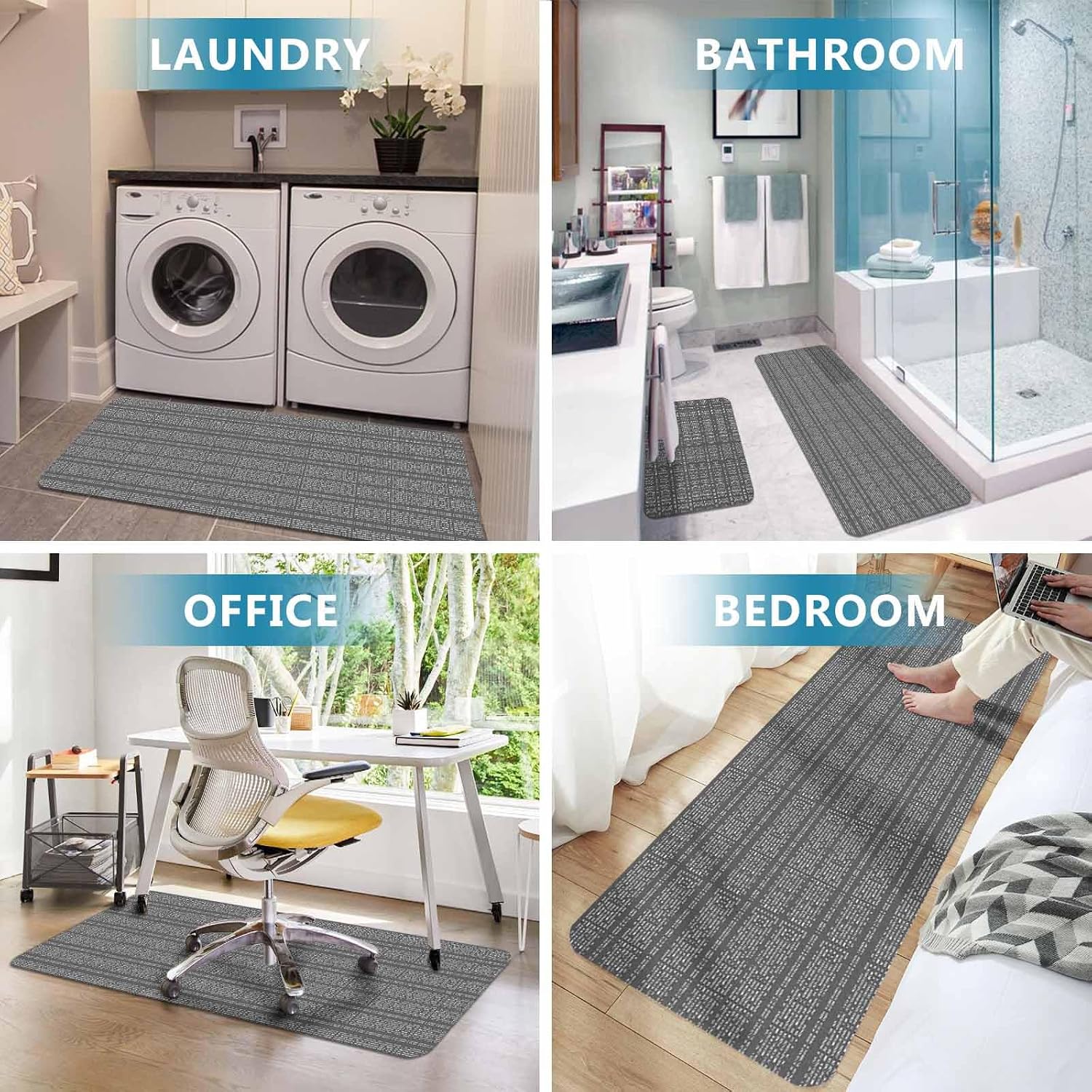 Prime Leader Gray White Pixels Kitchen Mat Set 2 Pieces Modern Contemporary Abstract Boho Non Slip Kitchen Rugs Washable Runner Rug Mats for Floor Sink Laundry Office 19.7" x 31.5"+19.7" x 63"