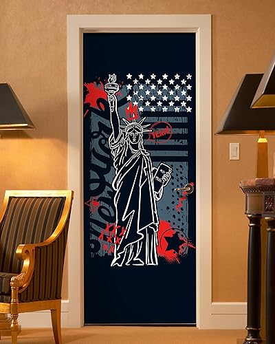 Miniatura 9 de FLFK - Mural para puerta, adhesivo 3D para puerta, autoadhesivo, extraíble, para decoración del hogar, 30.3 pulgadas de ancho x 78.7 pulgadas de