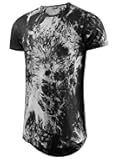 Long Shirts for Men Hip Hop Shirts Longline Tie Dye Shirts Hipster Gym T Shirts Scallop Tee(Regular&Big and Tall)