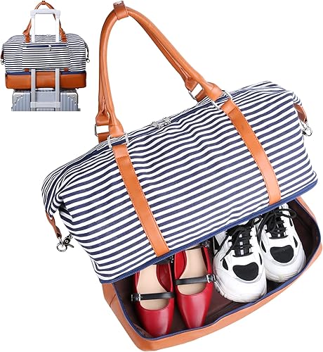 Bodaon Bolsa de fin de semana con tiras de compartimento para zapatos