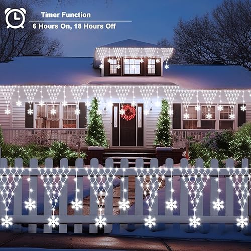 Miniatura 9 de Red de luces de Navidad, 196 luces LED de 13.1 x 1.9 pies, impermeables, luces de Navidad para exteriores, luces de red, luces de red, temporizador