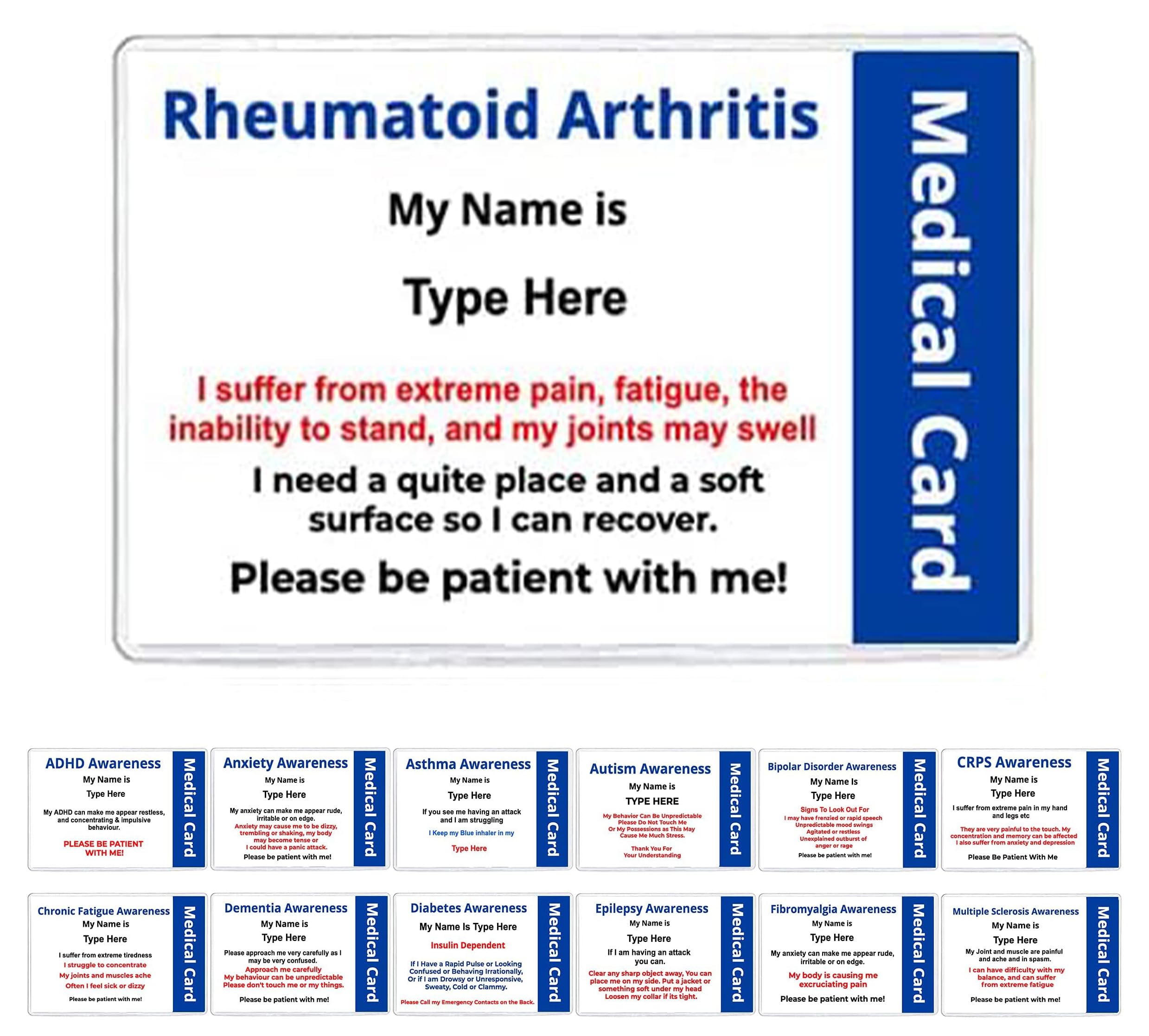 Quantum Leap Rheumatoid Awaness Card Hidden Disability Personalised Disability Identity Card for Disabilities Awareness (Rheumatoid) — image 1