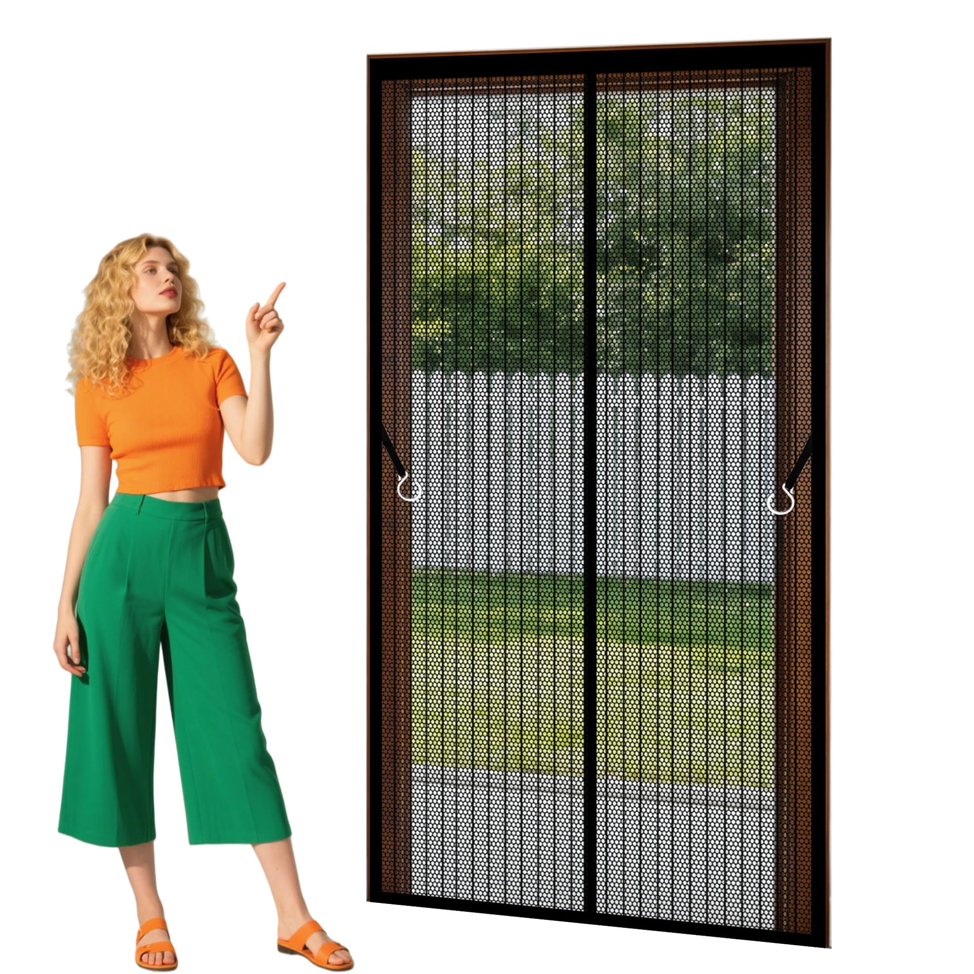 Magnetic Door Screen 107 x 288 cm Powerful Magnets that Snap Shut Automatically Insect Protection Screen Keep Bugs Out Lets Fresh Air for Living Room, Bedroom, Patio, Black