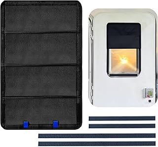 Dulepax RV Door Window Shade, Velcro RV Window Shade,Camper Trailer Door Window coverings, Foldable Blackout UV Protection RV Door Shade, Three Layers Waterproof Oxford Fabric Black 25"x16"