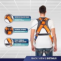 Vista 3 de Palmer Safety - Arnés de seguridad de cuerpo completo con ajuste de 5 puntos, anillo en D dorsal, piernas con ojales, dos anillos en D laterales e