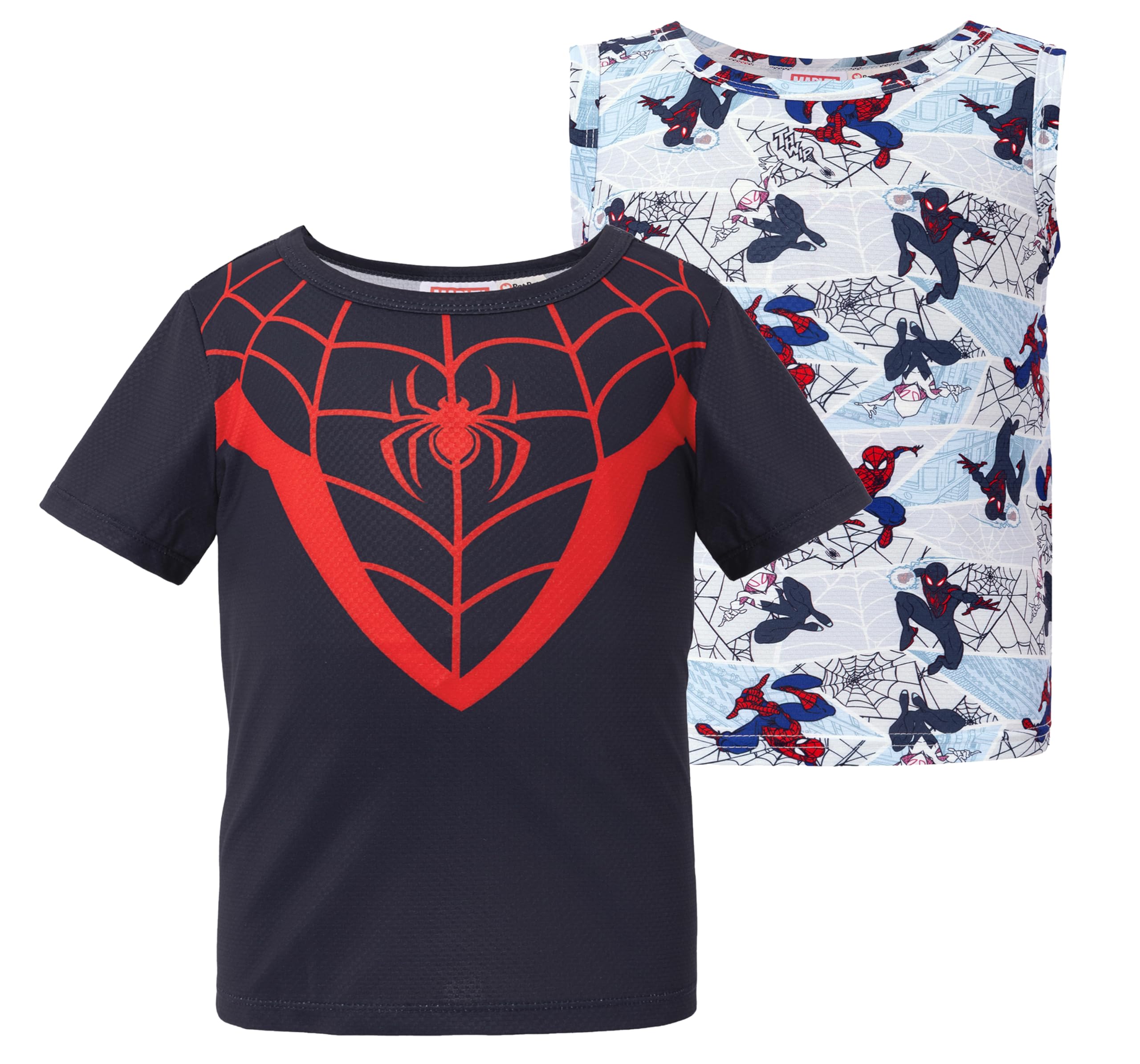 Disney Marvel Spiderman Stitch Star Wars Mickey Boy T-Shirt &amp; Tank Set 2-9Y