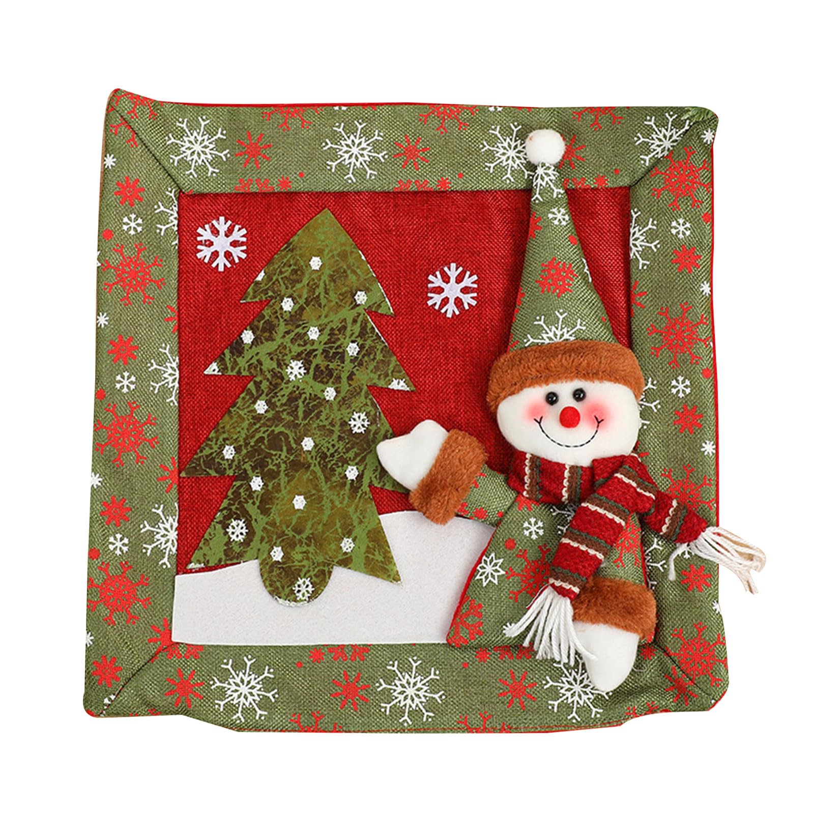 Jazuaiao Christmas Cushions Covers Santa Snowman Linen Throw Pillow Case for Festival Home Decoration 38.5x38.5cm Christmas Pillow Covers