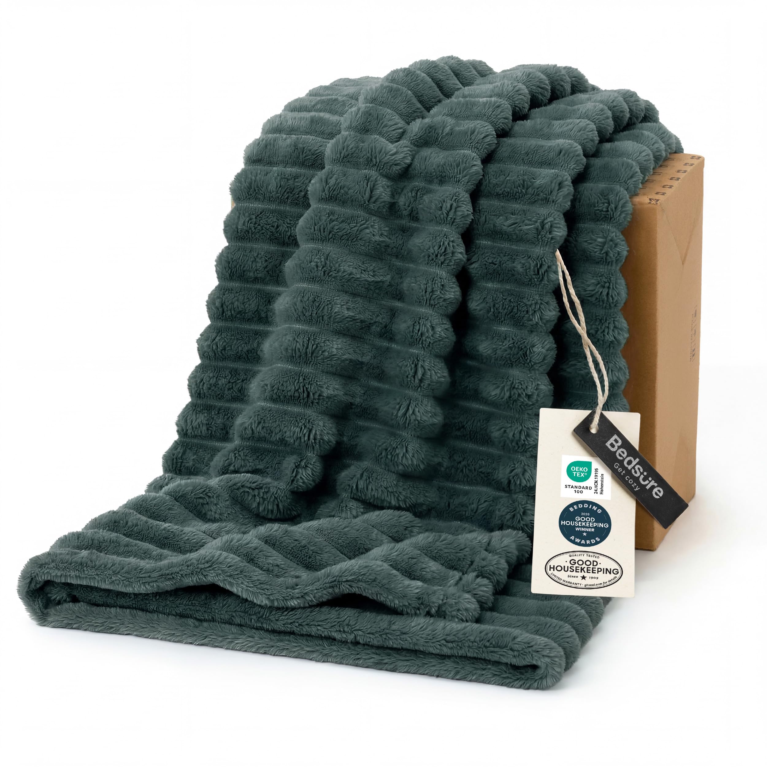 bedsure gentlesoft mallard green fleece blanket for couch - cozy soft blankets for women, cute small throws for girls, 50x70 inches