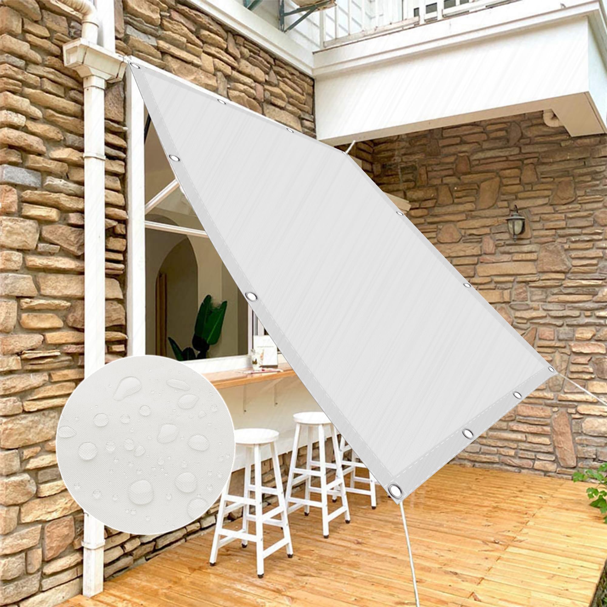 Rechthoek Zonnescherm Zeil 280 x 280 cm Waterafstotend Uv-Bestendig Pergola-Luifels Tuinschuilplaats met Gratis Touw Voor Serre Kippenhok Planten, Taupe