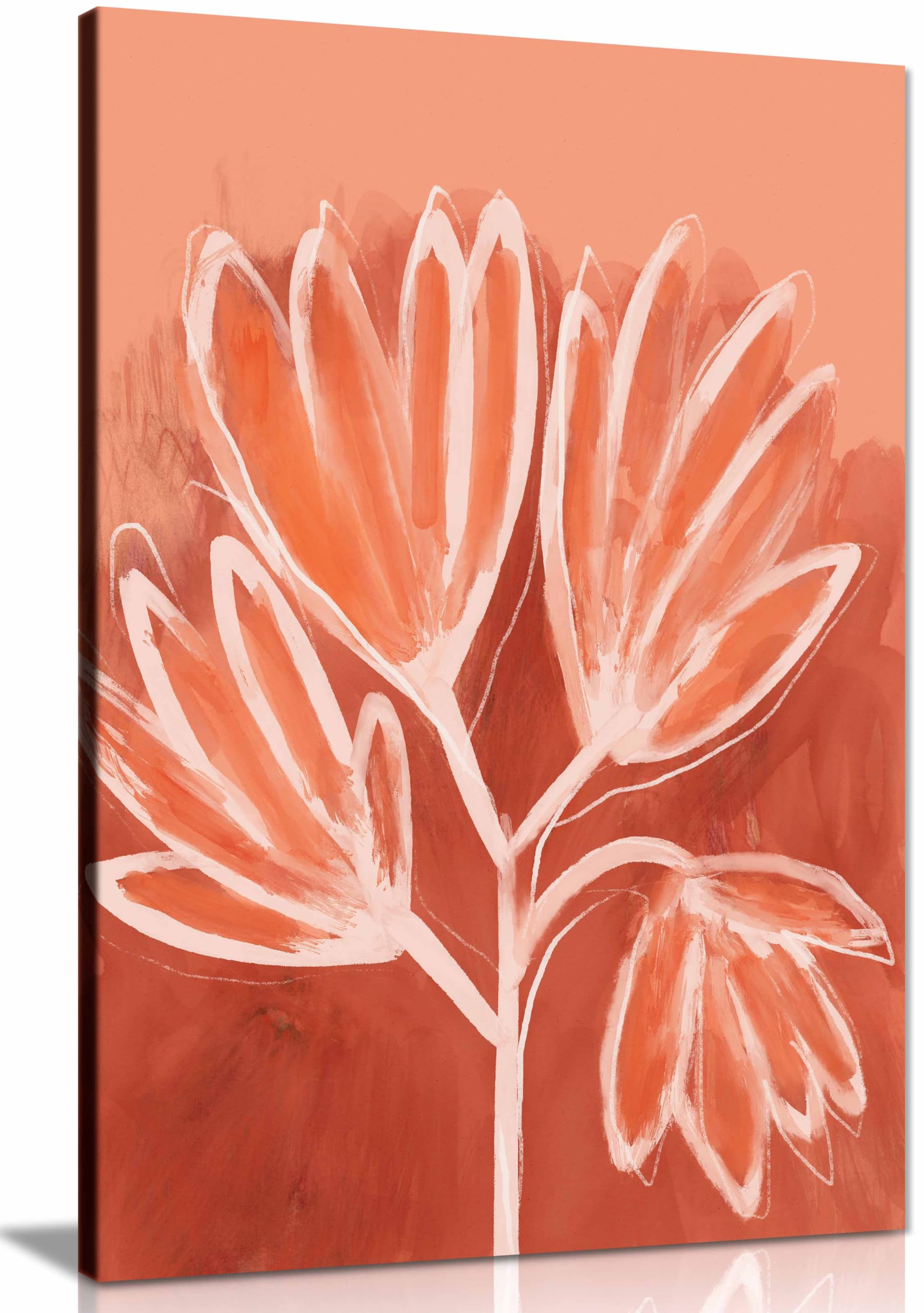 Peachy Flowers Canvas Print, Framed Wall Art Pictures for Home Decor 46x31cm (18x12in)