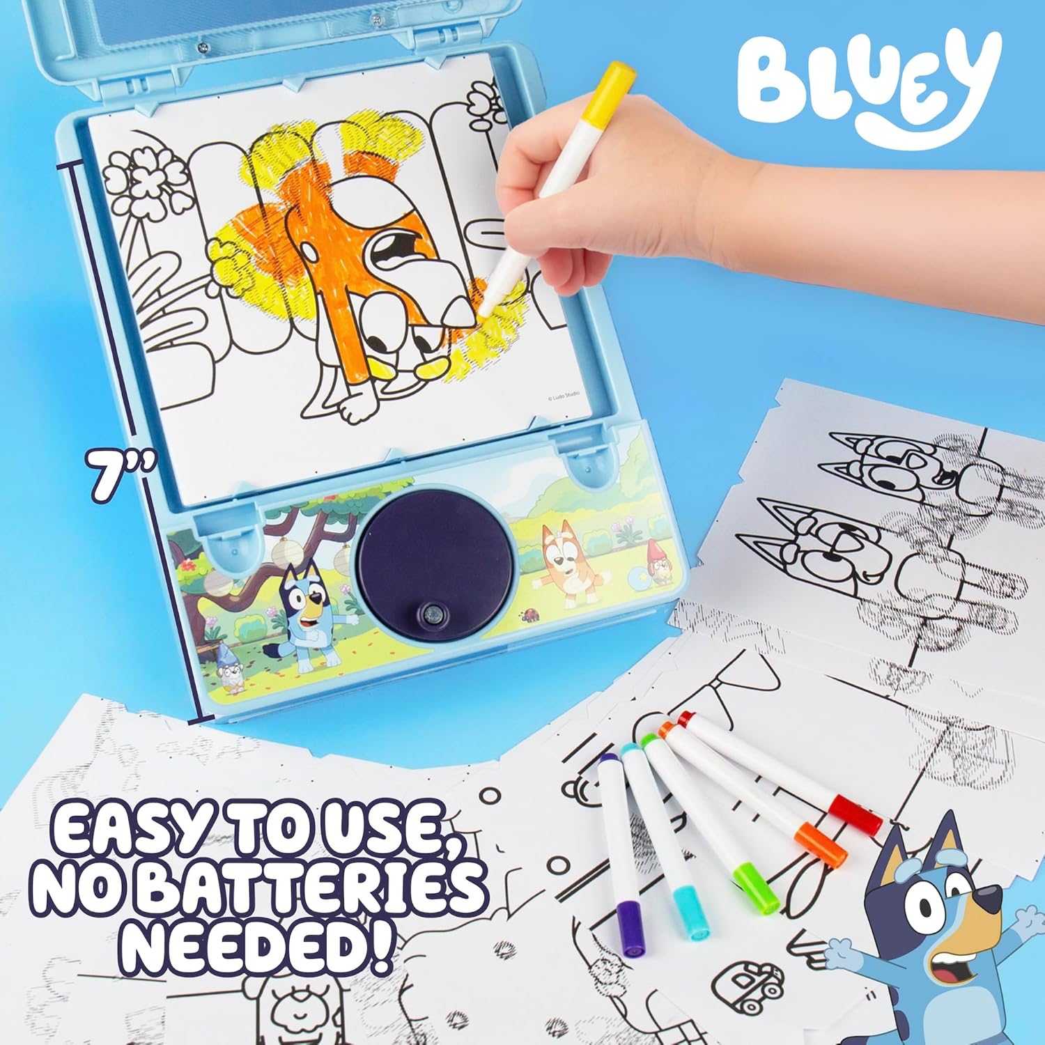Bluey Color Motion Animation Tablet, Turn Drawings Into Bluey with 20 Design Inserts, Coloring Markers, Drawing Pad Tablet, Toys & Games, Kids Activities