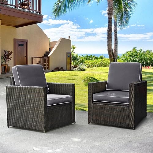 Miniatura 7 de Porch Shield Juego de 4 fundas de cojín para patio al aire libre, impermeables, resistentes a la decoloración, 24 x 24 x 4 pulgadas, gris oscuro