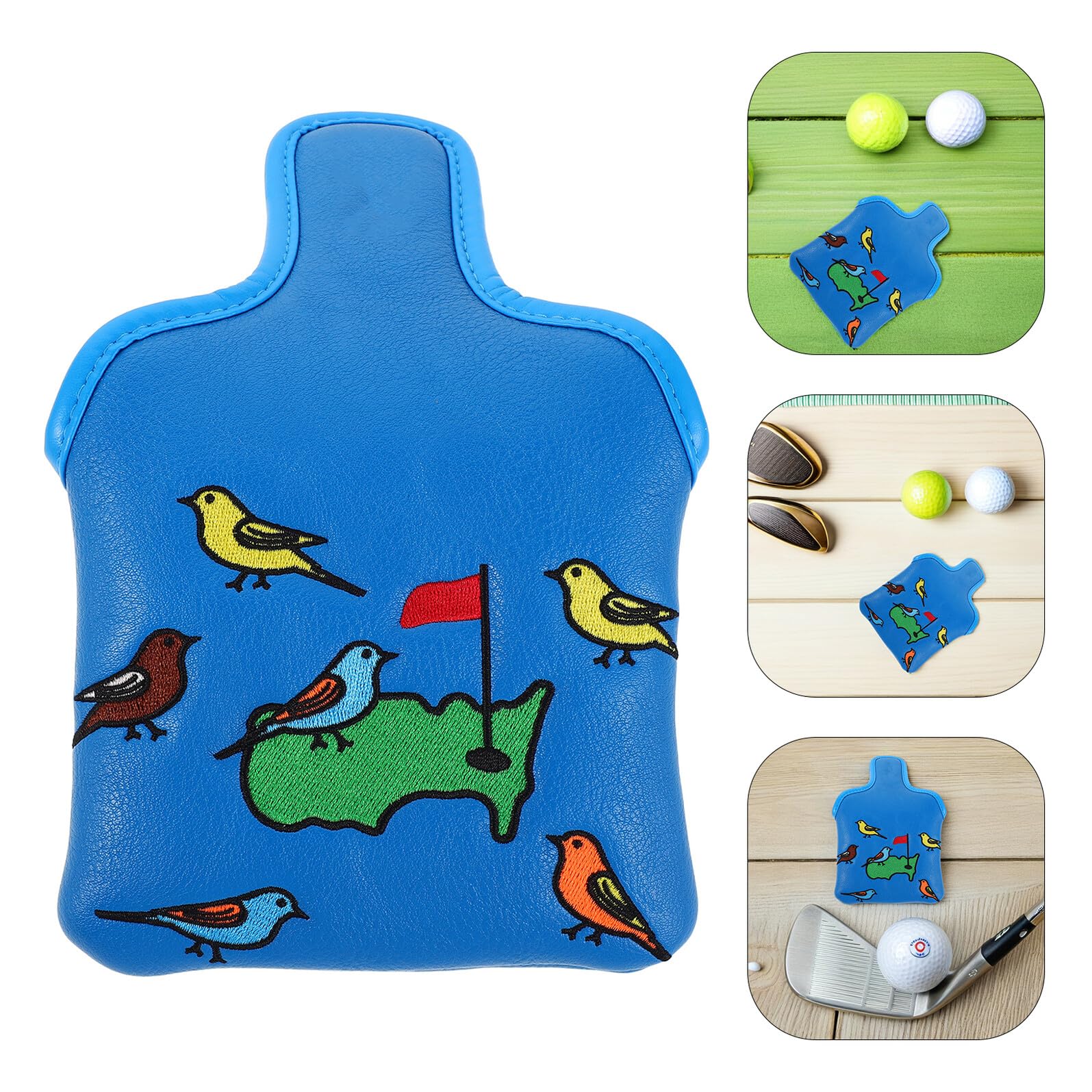 Funda para Putter de Golf Tipo Mazo de PU Interior de Felpa Diseño Cuadrado Azul Protección Resistente para Campo de Golf Accesorio Ligero y Reutilizable
