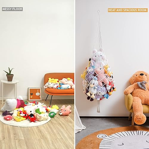 Miniatura 3 de Hamaca de animales de peluche, red de animales de peluche o hamaca con hamaca LED para almacenamiento de animales de peluche, red de macramé,