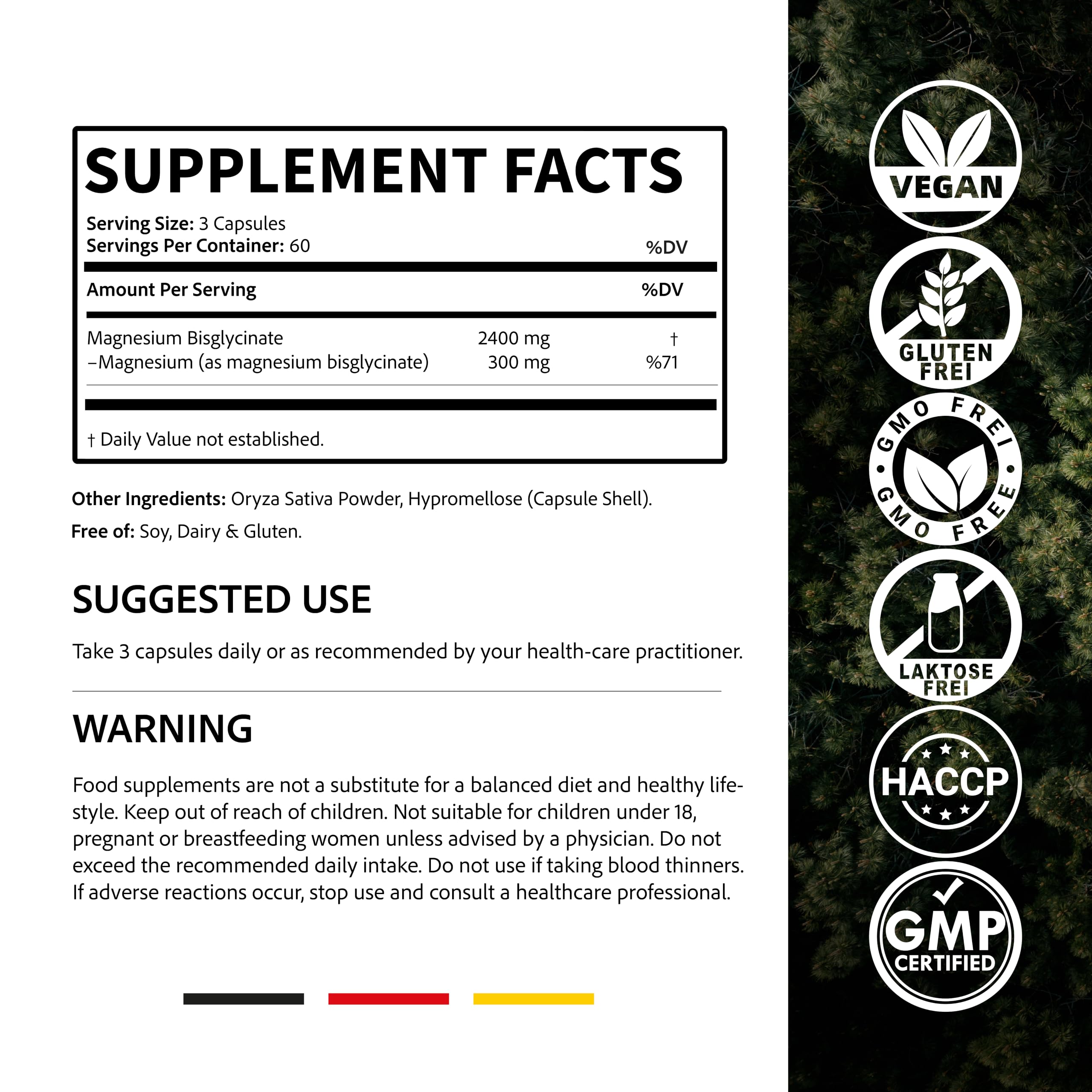 Magnesium Bisglycinate 2400 mg per Serving – High Absorption Magnesium Supplement – Gentle on Stomach, Non-Laxative – Supports Sleep, Muscle & Mood – Vegan, Non-GMO, Gluten-Free – 180 Capsules — Amazon image 4