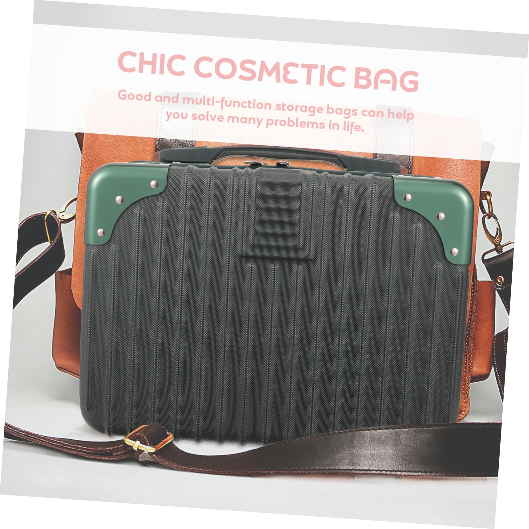 Borsa per Cosmetici da Viaggio 14 Pollici, Custodia per Trucchi Rigida Manico, Porta Trucchi per Donna, Beauty Case Viaggio Chiusura a Cerniera
