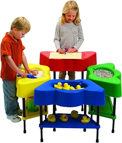 Miniatura 22 de Children's Factory - Mesa sensorial para niños pequeños con tapa, azul, AFB5100PB, actividades de arena y agua ajustables para niños, guardería o