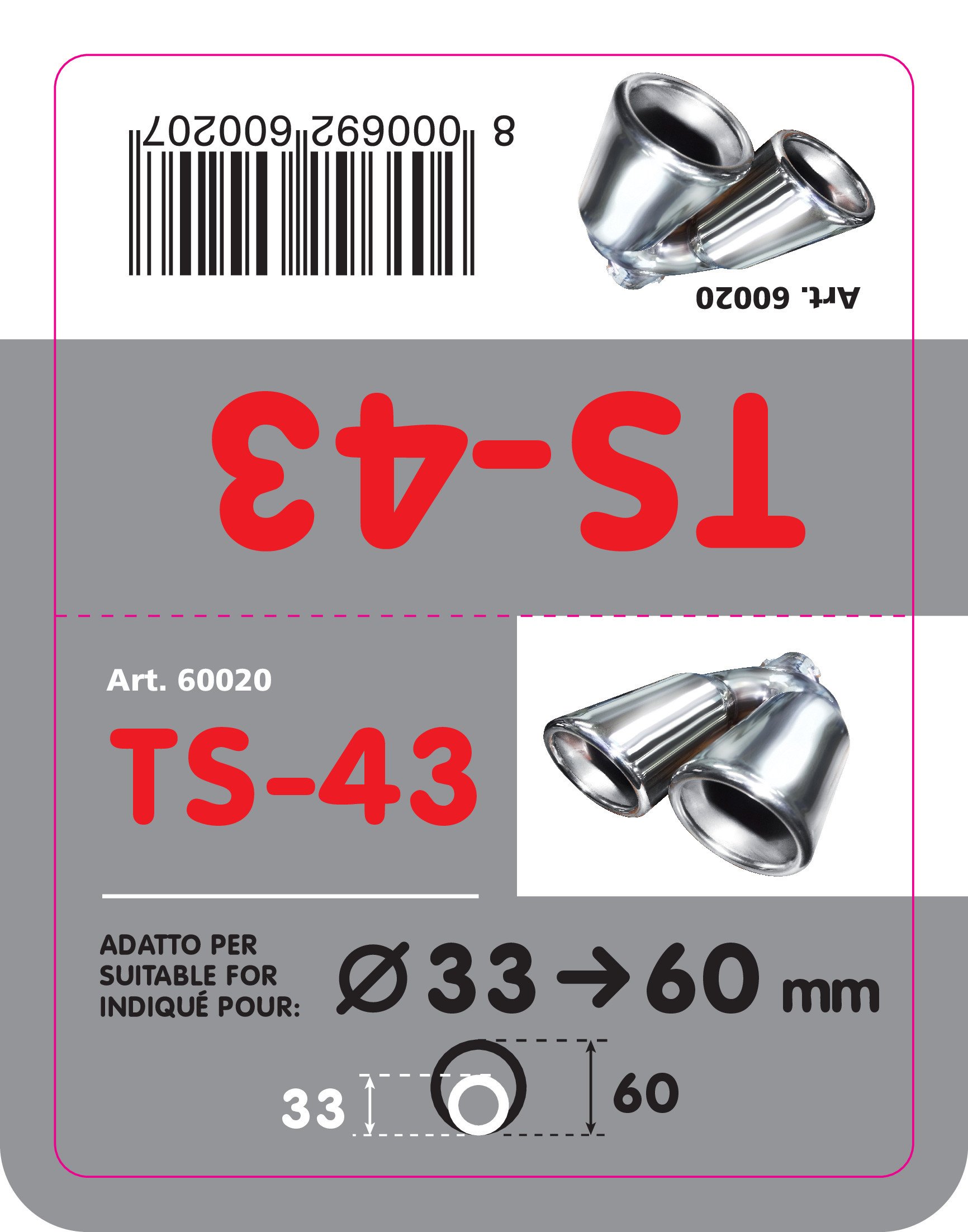 Lampa 40880 Embout d'échappement TS de 43