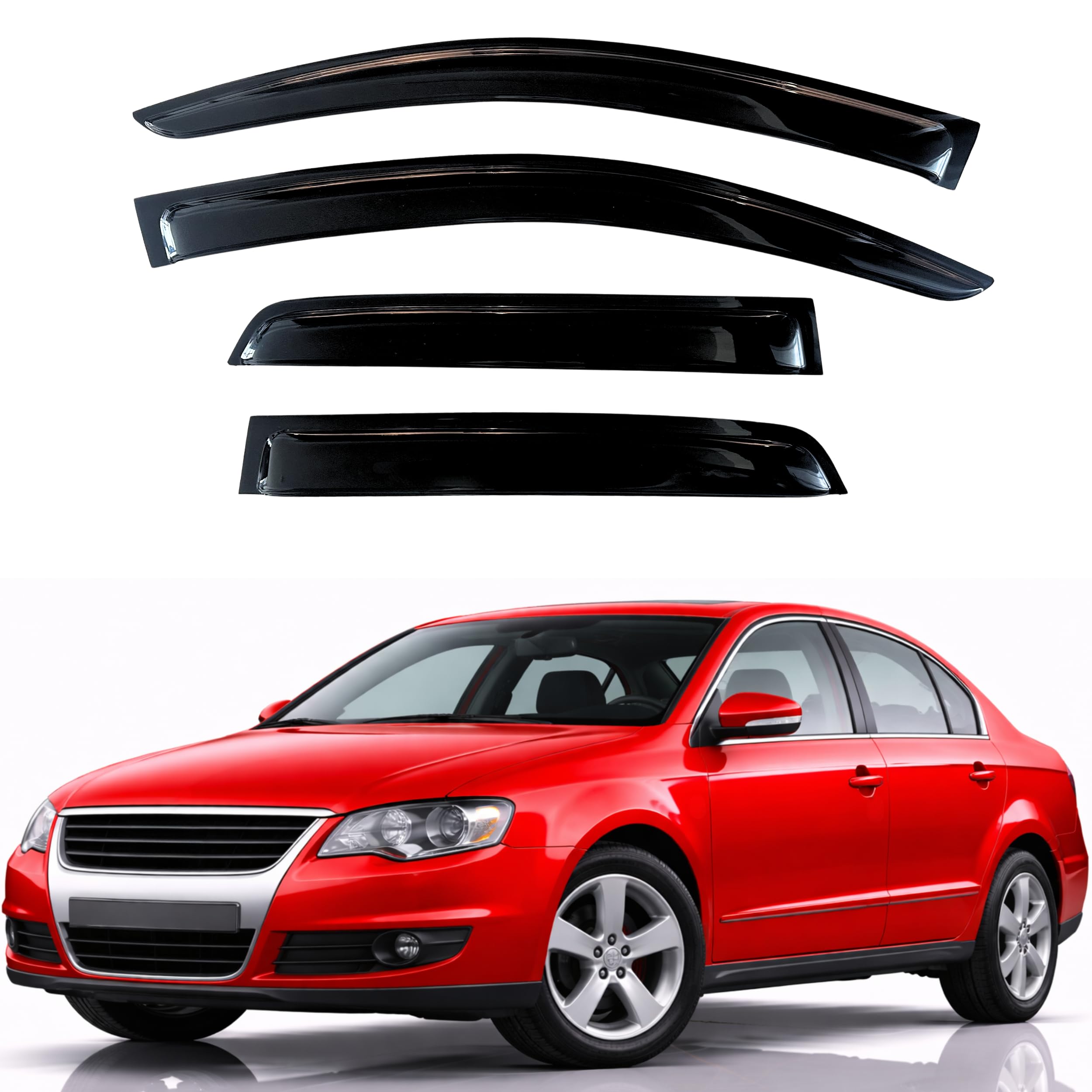 KPY Rain Guards Fit for 2006-2010 Volkswagen Passat, Out-Channel Window Visors Vent Wind Deflectors 4PC, Car Accessories for 06-10 VW Passat