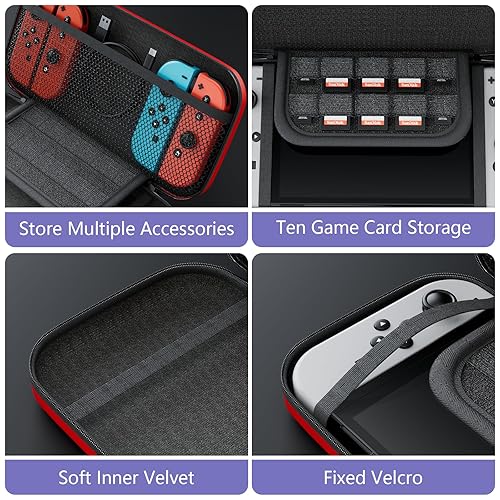 Miniatura 5 de taplzmg case for Nintendo switch Switch oled switch carrying case with 10 Game Cartridges Hard Shell Travel Switch Pouch for Console & Accessories