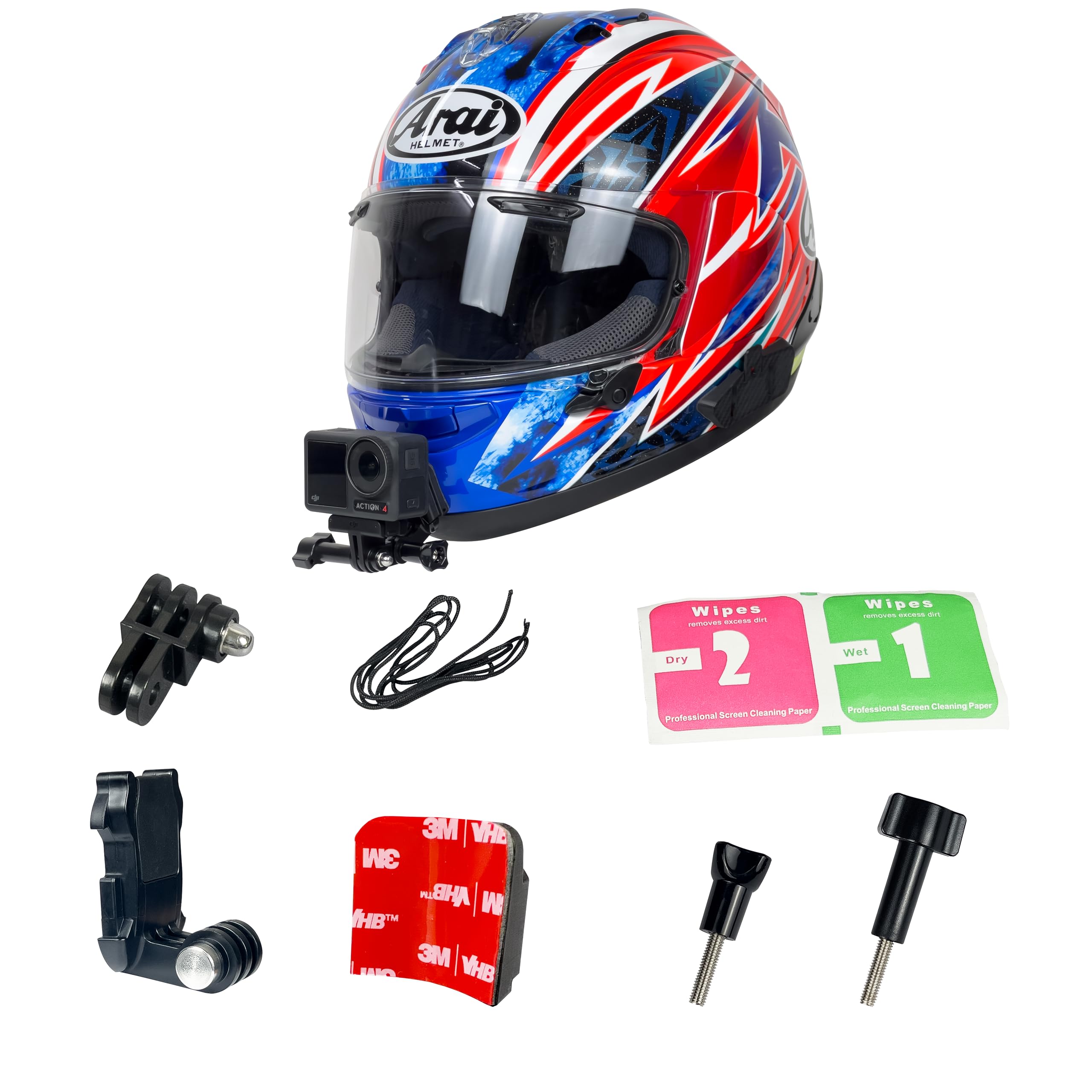 JINGXIN Specjalnie zaprojektowane mocowanie podbródka do kasku Arai Rx7x, z samoprzylepnymi uchwytami na kask z mocowaniem na klamrę, pasuje do kamer sportowych GoPro Hero 13 12 11 10 Max 9 8 7 6 5