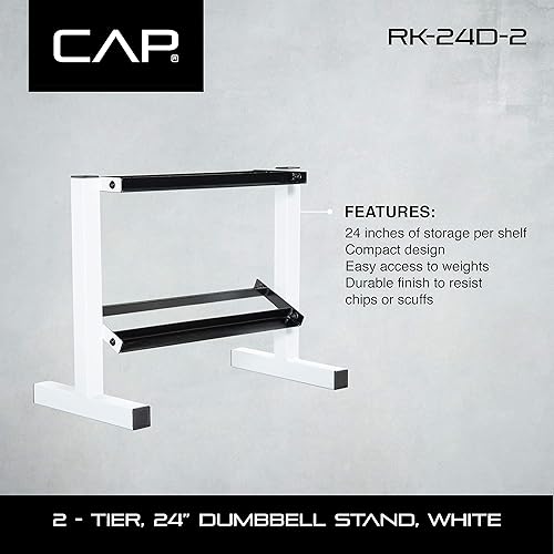 Vista 12 de Estante Cap Barbell para mancuernas, de dos niveles Negro - 24 pulgadas