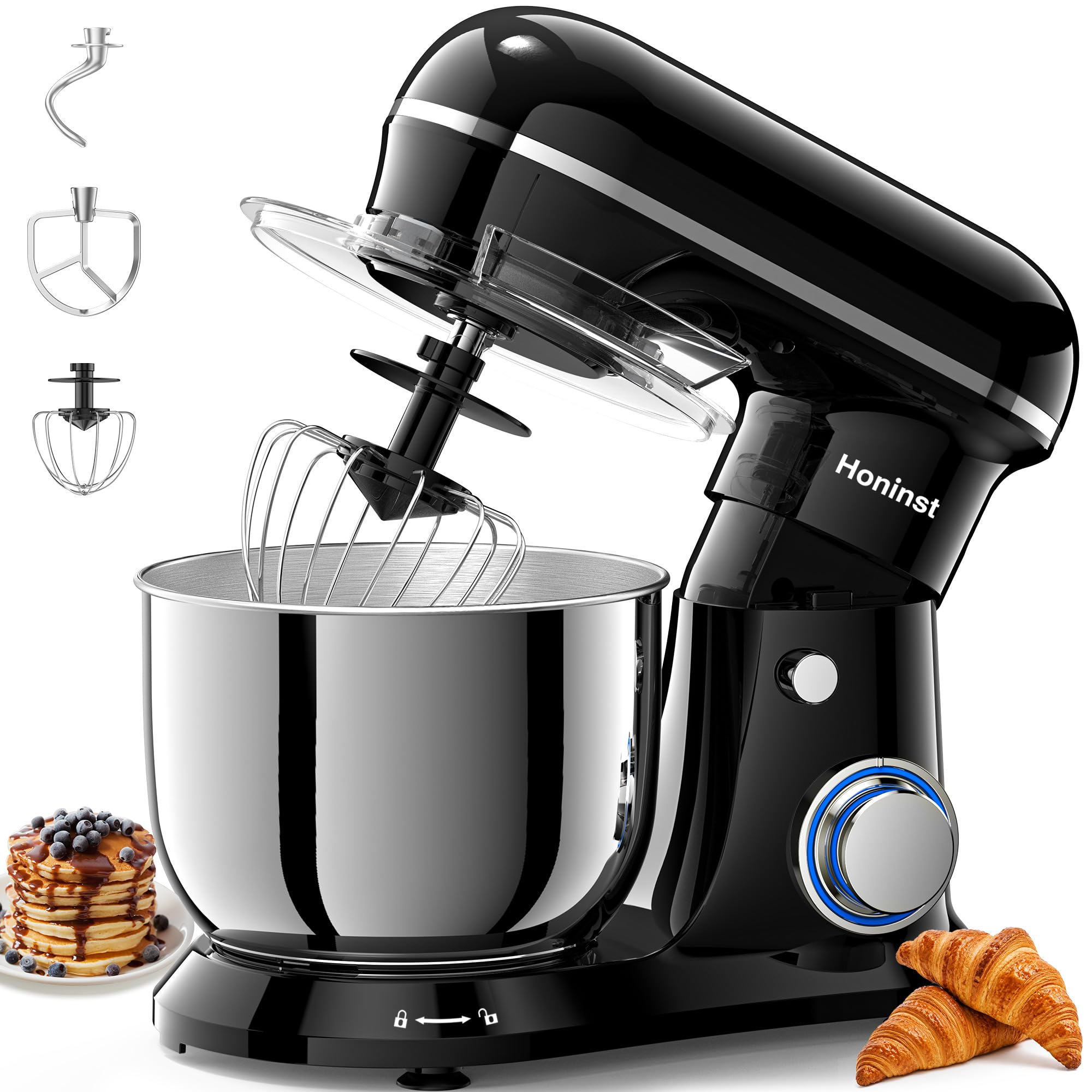 Honinst 4QT Electric Stand Mixer, 10-Speed Tilt-Head Compact Kitchen Mixer