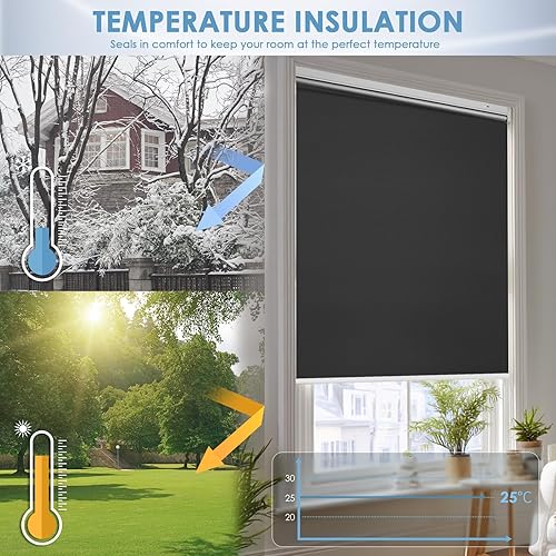 Miniatura 3 de Smart Motorized Blackout Roller Blinds with Remote & Solar Panel, Cordless Electric Shades, USB-C Rechargeable, Compatible with Alexa via Hub,