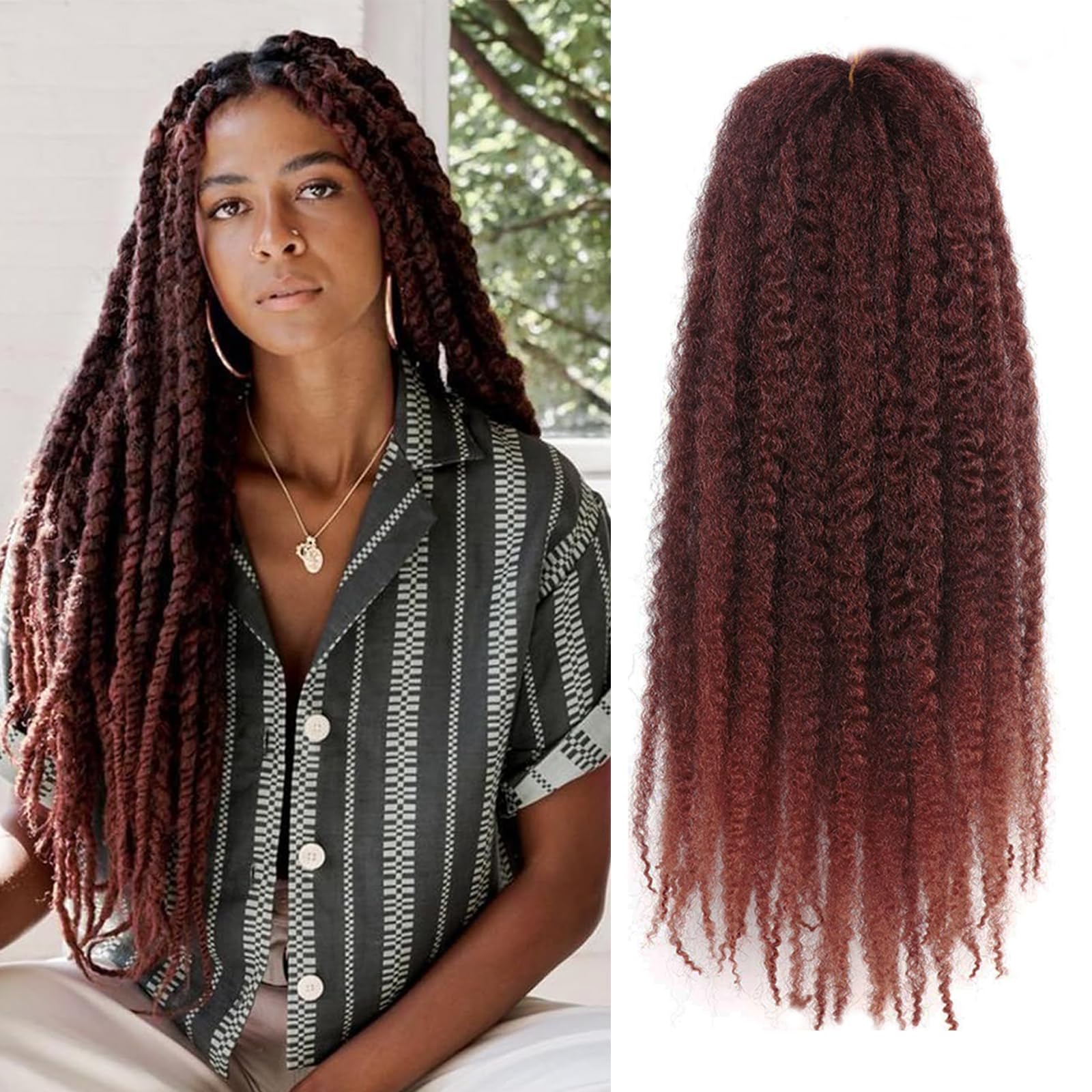 XIMENALU Marley Twist Braiding Hair Afro Kinky Curly Cuban Twist Hair Marley Twists Crochet Braids Synthetic Senegalese Twists Crochet Hair Extensions for Women (T350#