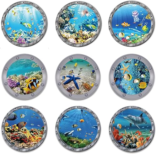Miniatura 32 de 3 calcomanías de animales del océano, decoración de pared, calcomanías de pared para despegar y pegar, patrones de peces, tortugas oceánicas