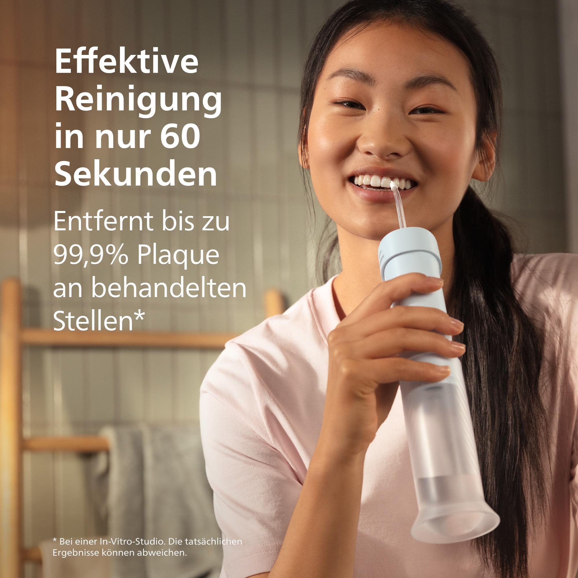 Philips Sonicare Compact Flosser 1000, tragbare Munddusche mit 3 Reinigungsprogrammen, IPX7 wasserdicht, reisefreundlich, Blau, Modell HX3333/24