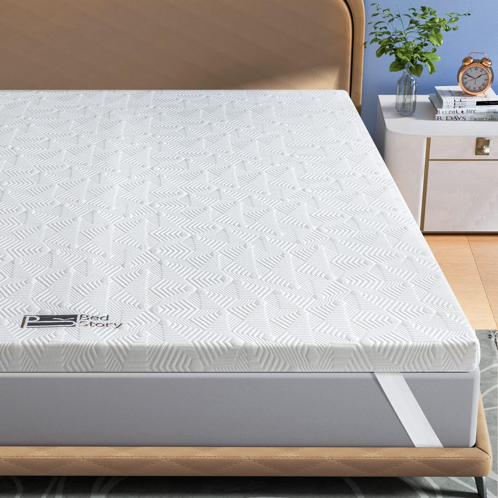 BedStory Harter Topper 180x200cm-5cm Höhe Zwei Härtegrade H3&H4 Matratzentopper,7-Zonen-Matratzenauflage aus Kaltschaum, Matratzentopper für Boxspringbett Wohnwagen Schlafsofa