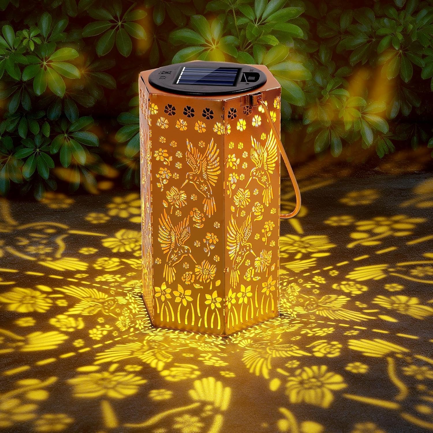 Axafnev Solar Hummingbird Lantern for Women Mum, Hexagonal Metal Bird Garden Light, Outdoor Hanging Ornament, Waterproof Lamp, Birthday Gift, Gifts and Presents, Garden Ornaments, Lanterns, Lights