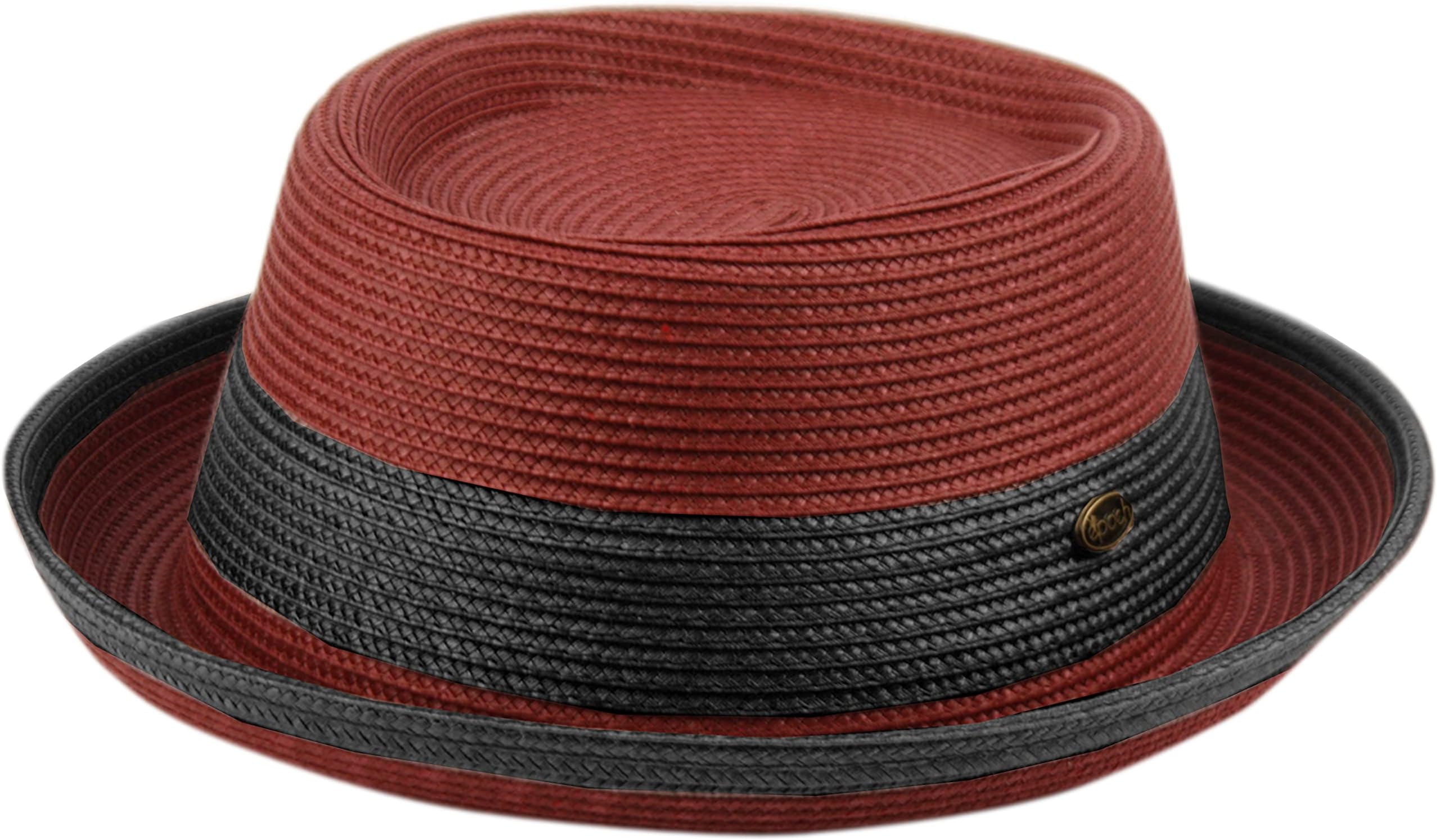 Men's Fancy Summer Straw Pork Pie Derby Fedora Upturn Brim Hat