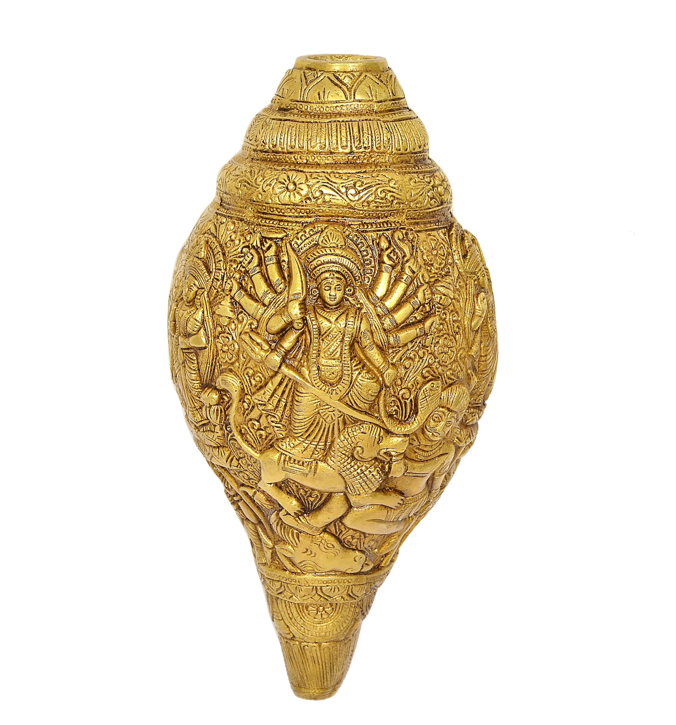 Dattatreya Brass Durga Wall Hanging Shankh Durga Ma Design on Shankh Home Decor, Height 9.5" I Home Decor-image-18