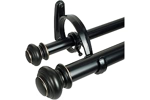 Decopolitan Urn Telescoping Double Drapery Rod Set, 72-144" Antique Bronze