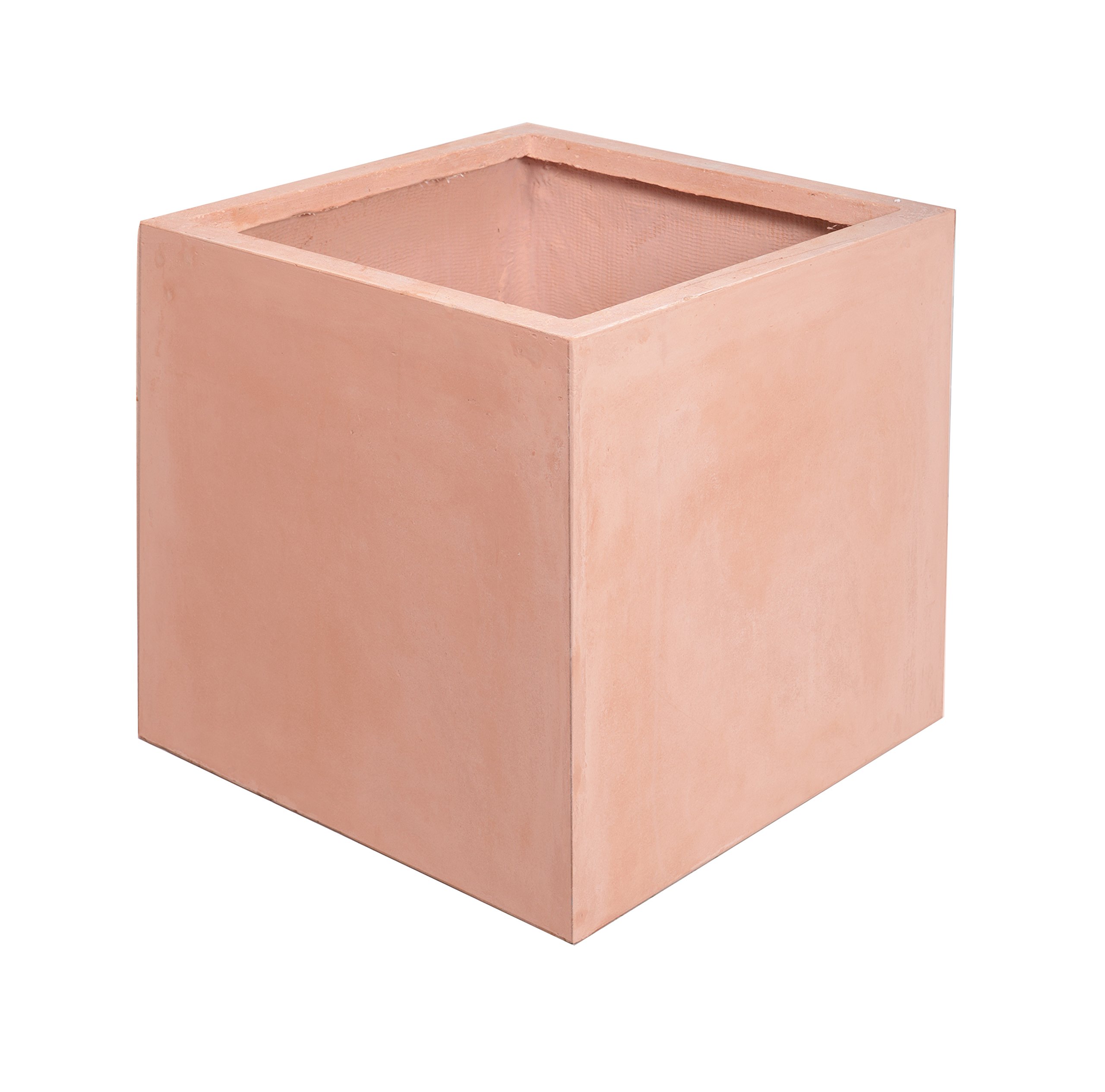Primrose Outdoor Fibrecotta Terracotta Cube Garden Planter Pots Medium 30cm³ (11.8in³)