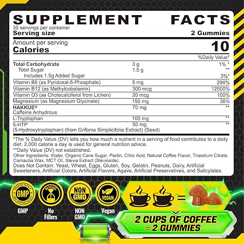 Miniatura 6 de Gomitas complejas de magnesio y gomitas de enfoque energético con 70 mg de cafeína