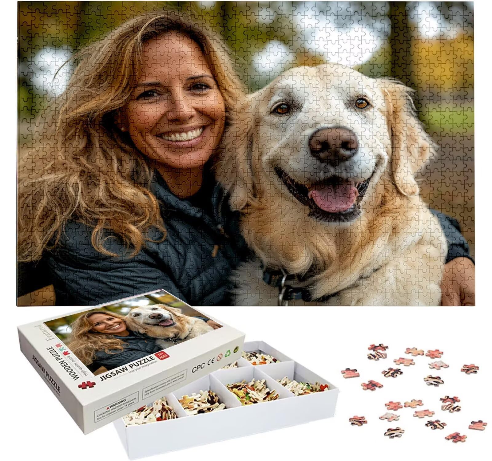 Puzzle Personalizado con Foto, Personalizada Rompecabezas Personalizado Diseña tu Logo Foto o Texto, Personalizado Navidad Halloween San Valentín Parejas Niños Familia Amigos h-3621